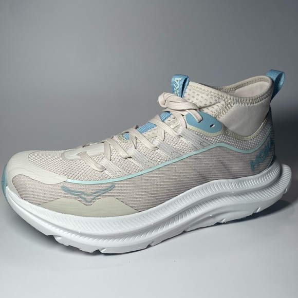 Hoka Beige and Light Blue Running Shoes - Picture 3 of 13